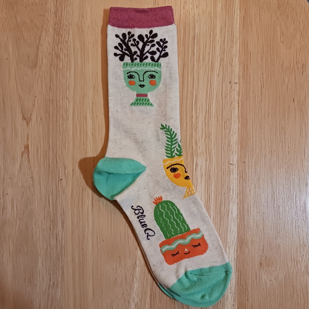 Blue Q Proud Plant Mom Socks Green Pink Women's Crew Neck Shoe Size 5 - 10 - Picture 3 of 3